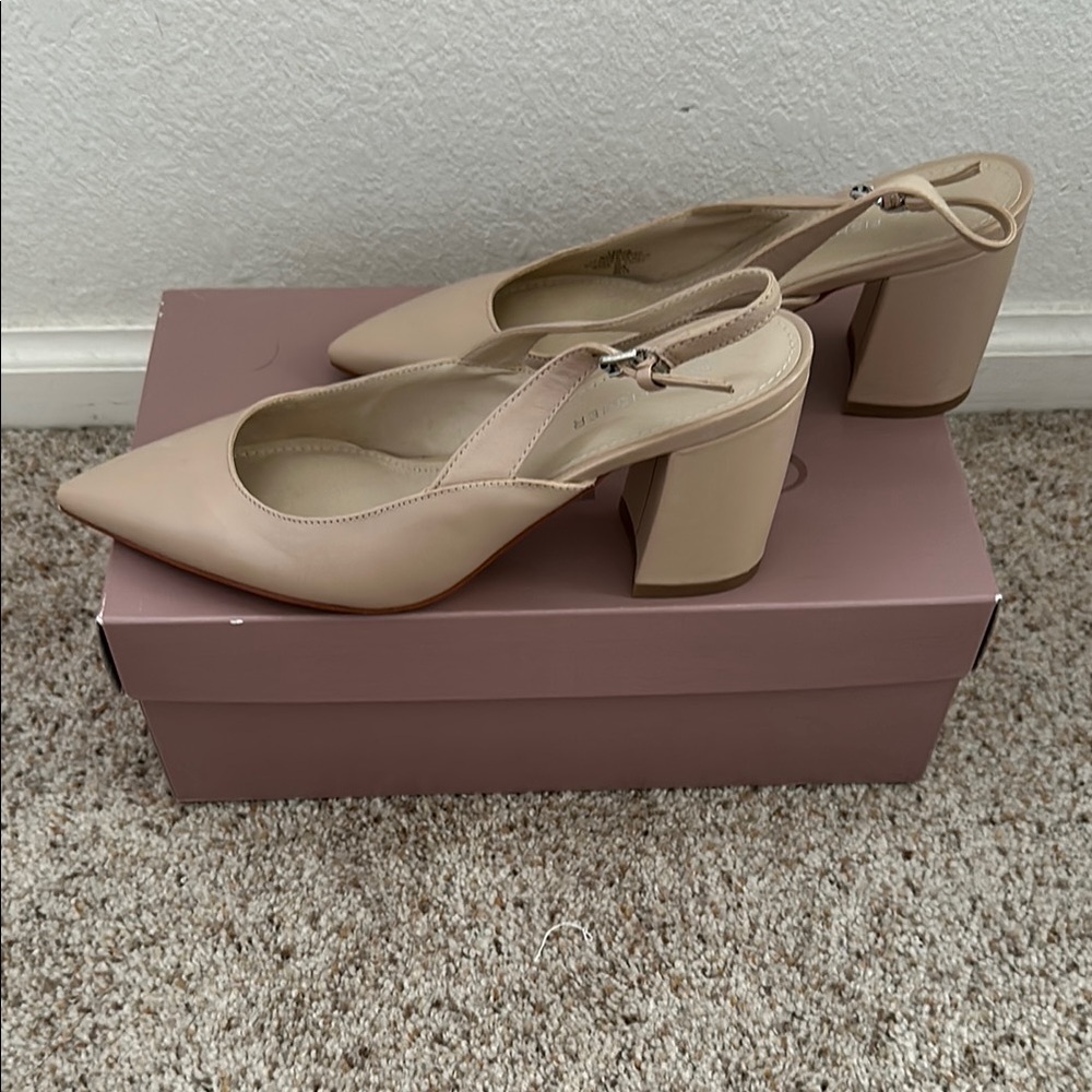 Marc Fisher Nude Slingback Block Heels